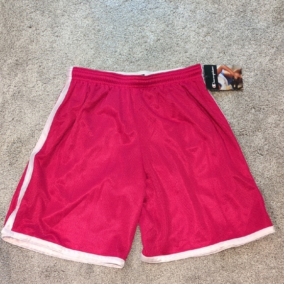 NWT Champion Red And White Mesh Shorts Size Medium - Picture 1 of 5